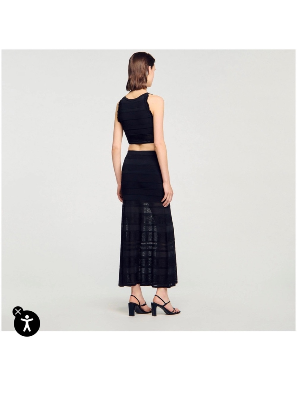 Sandro Black Sleeveless Cropped Knit Top - Picture 4 of 6